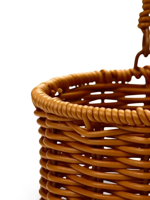 Корзина пластик 14 х 14 х 12 см, ручка17 см металл каркас коричневый