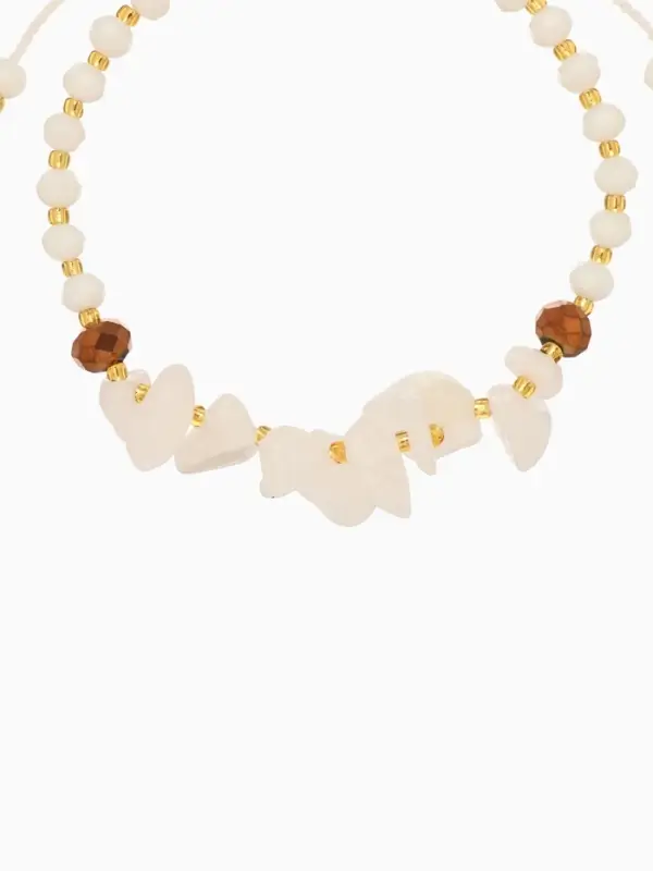 Браслет, длина 16 см, цв. белый, золотой