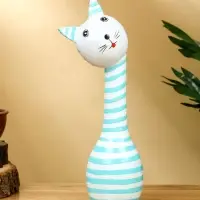 Набор сувенирный "Полосатые коты" дерево H 27, 22, 17 см, цв. бело-бирюзовый