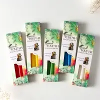 Свечи конические 2,2х24 см (набор 4 шт) 50 гр, 8 ч, цв. МИКС