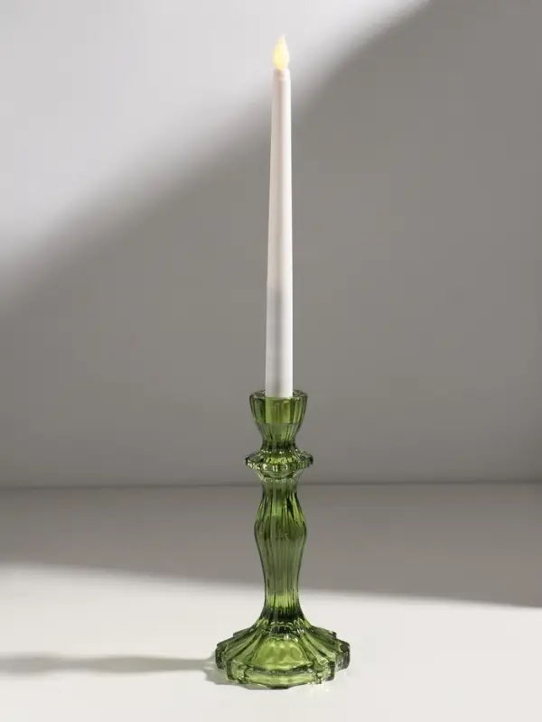 Подсвечник стекло "Бутон на ножке" зелёный d=2 см 10х10х20 см