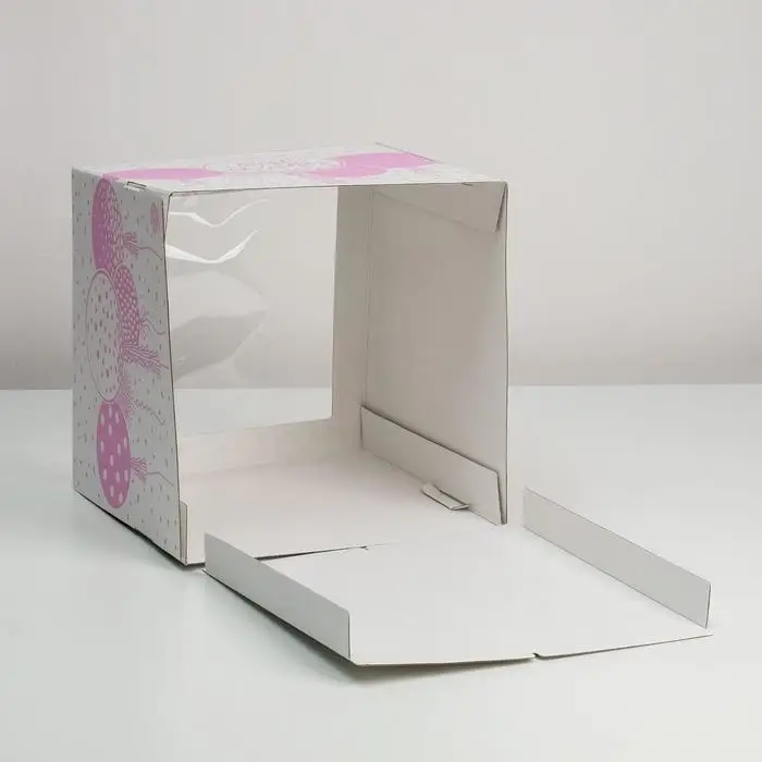 Коробка для торта с окном, кондитерская упаковка &laquo;Best wishes&raquo;, 30 х 30 х 30 см