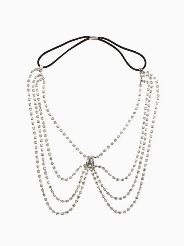 Цепочка на бедро бодичейн "Шахерезада" со стразами, цвет белый в серебре