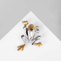 Брошь &laquo;Лягушка&raquo;, цвет серебристо-золотой