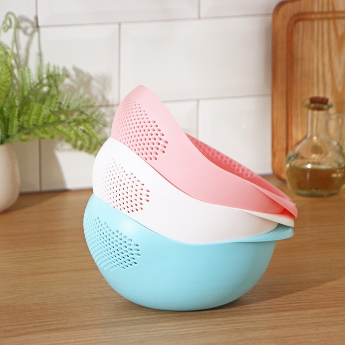 Дуршлаг кухонный Доляна &laquo;Радуга&raquo;, 22&times;16,5&times;12 см, цвет МИКС