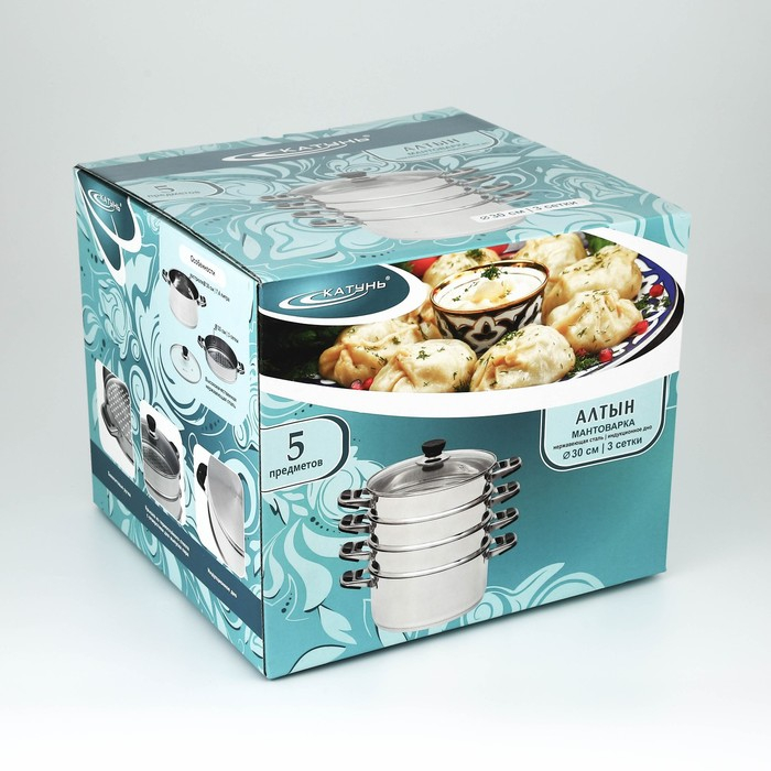 Мантоварка &laquo;Алтын&raquo;, 7 л, d=30 см, 3 секции, капсульное дно, индукция