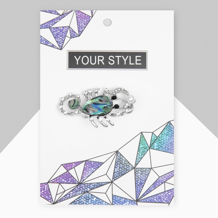 Брошь &laquo;Галиотис&raquo; скорпион с жемчужиной, цвет зелёный в серебре