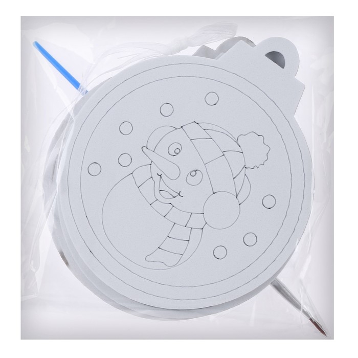 Ёлочное украшение под раскраску &laquo;Весельчак&raquo; 4 шт., кисть