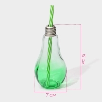 Бокал стеклянный для коктейля с трубочкой Доляна &laquo;Лампочка&raquo;, 280 мл, 7&times;15 см, цвет МИКС