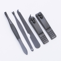 Набор маникюрный, 5 предметов, в футляре, цвет чёрный Набор маникюрный, 5 предметов, в футляре, цвет чёрный