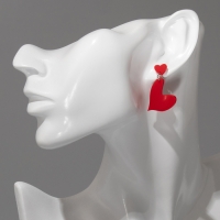 Серьги акрил &laquo;Сердце к сердцу&raquo;, цвет красный в серебре