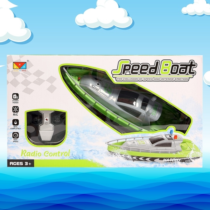 Катер радиоуправляемый &laquo;Полиция&raquo;, цвет зеленый