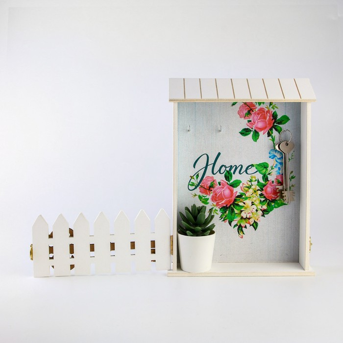 Ключница настенная &laquo;Home&raquo;, цветы, 22,5 х 30,5 х 5,7 см.