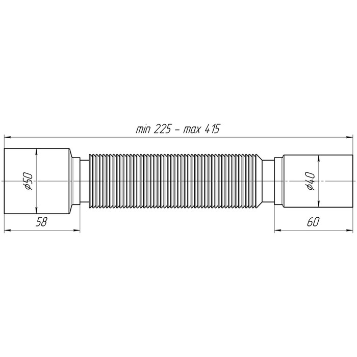 Труба гофрированная "АНИ Пласт" K435, 375 х 40 х 50 мм, L= 225-415 мм