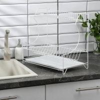 Сушилка для посуды с поддоном 2-х ярусная, настольно-настенная, 39,5&times;25&times;38 см, цвет белый