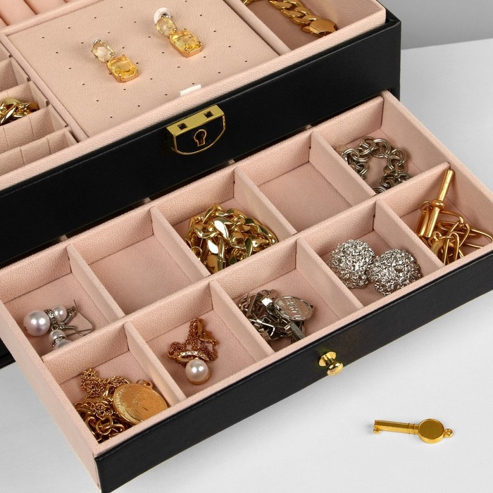 Подставка для украшений Queen fair &laquo;Шкатулка&raquo; 3 яруса, 23&times;17&times;13 см, цвет чёрный