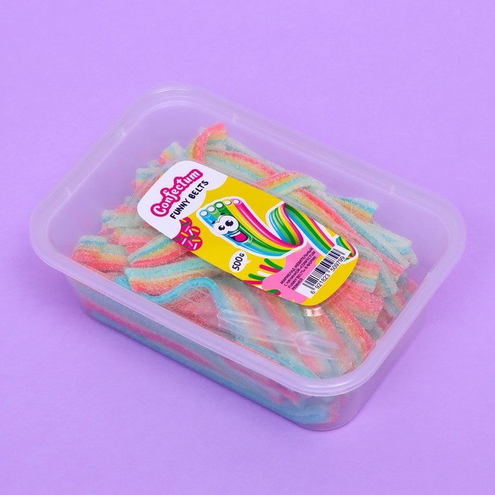 Мармелад жевательный с начинкой &laquo;Confectum Funny Belts&raquo; разноцветный, 500 г