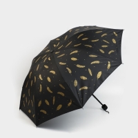 Зонт женский механический &laquo;Золотые перья&raquo;, 8 спиц, d=95, цвет чёрный