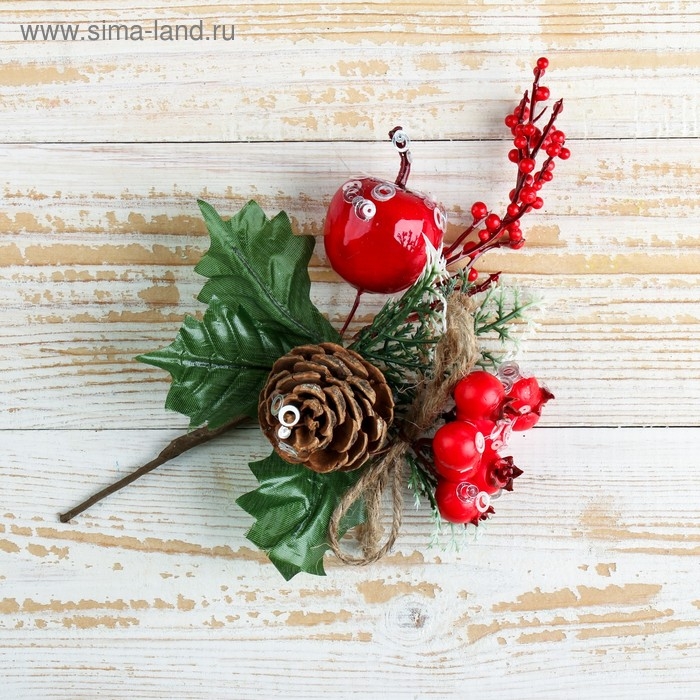 Декор "Зимняя магия" шишка яблочко ягодки 17 см