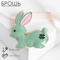 Брошь &laquo;Зайчонок&raquo;, цвет мятный в золоте