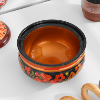 Сахарница дерево хохлома &laquo;Ягодка&raquo;, 11&times;12 см, МИКС