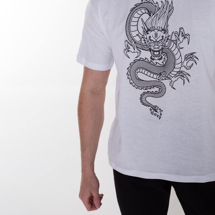 Футболка мужская &laquo;Дракон&raquo;, цвет белый/принт чёрный, размер 48