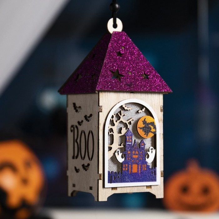 Светодиодная подвеска &laquo;Бежевая башня призраков&raquo; 6.5 &times; 17.5 &times; 6.5 см, пластик, батарейки LR1130х3 (в комплекте), свечение тёплое белое