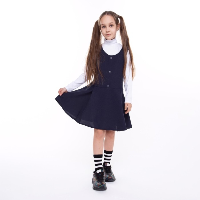 Школьный сарафан для девочки, цвет синий, рост 128 Школьный сарафан для девочки, цвет синий, рост 128