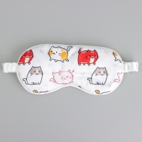 Маска шелковая для сна &laquo;Котички&raquo;, 20 х 9 см, цвет белый