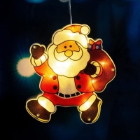 Светодиодная фигура на присоске &laquo;Дед Мороз&raquo; 19 &times; 22 см, пластик, батарейки АААх3 (не в комплекте), свечение тёплое белое