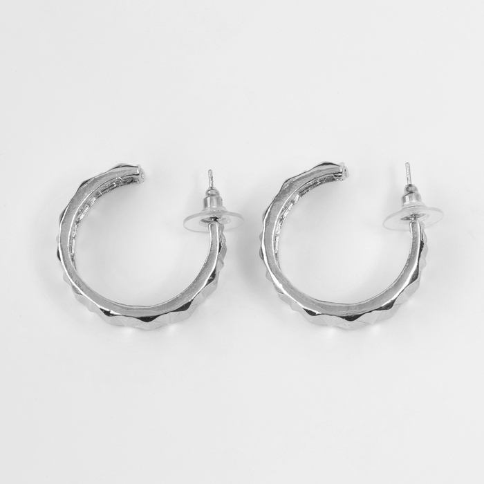 Серьги-кольца &laquo;Геометрия&raquo; орнамент, цвет серебро, d=2,8 см