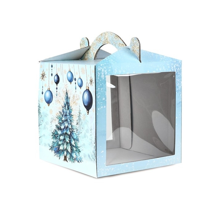 Коробка кондитерская с окном, сундук, &laquo;Ёлочка&raquo;, 20 х 20 х 20 см, Новый год