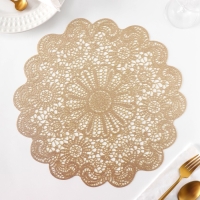 Салфетки сервировочные на стол Доляна &laquo;Лидия&raquo;, d=38 см, 4 шт, цвет золото