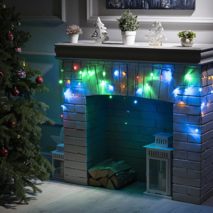 Гирлянда &laquo;Бахрома&raquo; 3 &times; 0.5 м, IP20, тёмная нить, 80 LED, свечение мульти, 8 режимов, 220 В