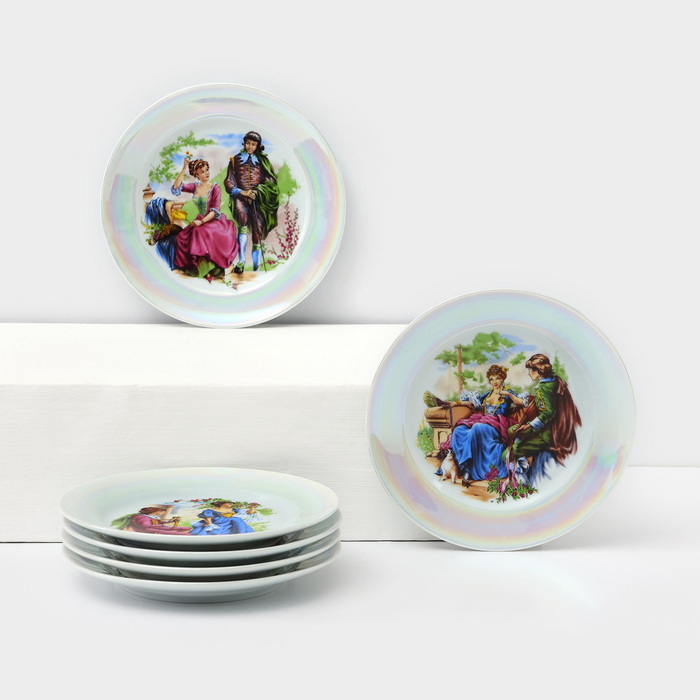 Набор тарелок фарфоровых &laquo;Мадонна&raquo;, d=17 см, 6 шт, цвет МИКС