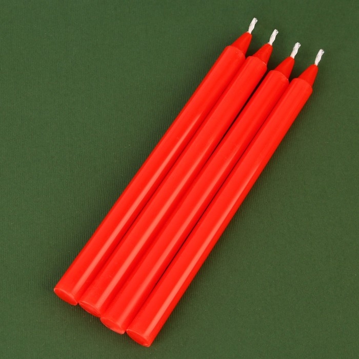 Набор новогодних восковых свечей &laquo;Новый год: Верь в чудеса&raquo;, 4 шт., красные, 15 х 1 х 1 см.