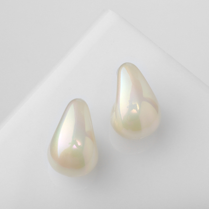 Серьги пластик &laquo;Капля&raquo; гладкие мини, цвет белый