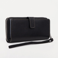 Портмоне мужское на молнии, для купюр, для карт, для монет, цвет чёрный Портмоне мужское на молнии, для купюр, для карт, для монет, цвет чёрный