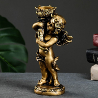 Подсвечник "Ангелочек" в правой руке, золото, 14х8х22 см, для свечи d=4 см