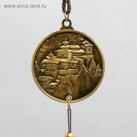 Музыка ветра металл "Будда на монете" 3 колокольчика 45 см