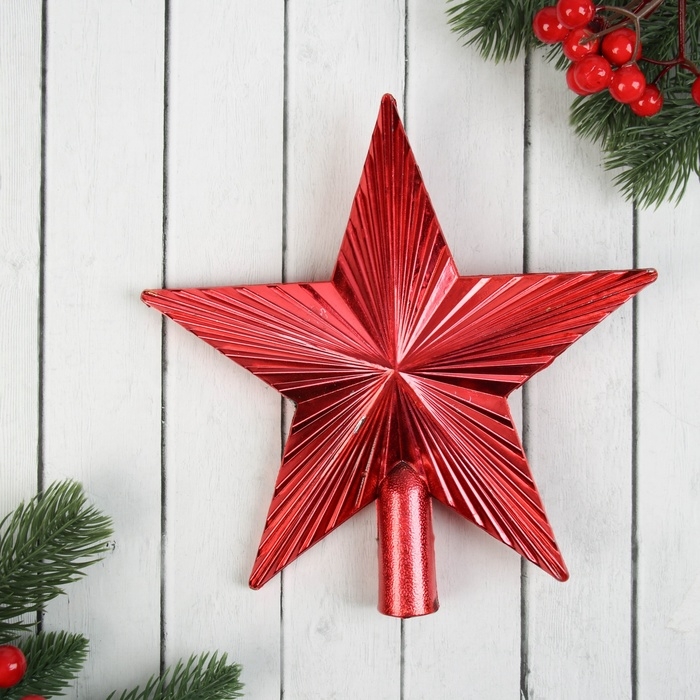 Наконечник "Звезда ребристая двойная" 19,5х19,5 см, красно-золотой