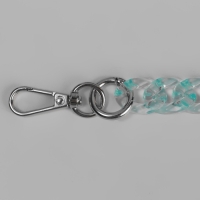 Цепочка для сумки, пластиковая, с карабинами, 23 &times; 17 мм, 68 см, цвет бирюзовый/серебряный