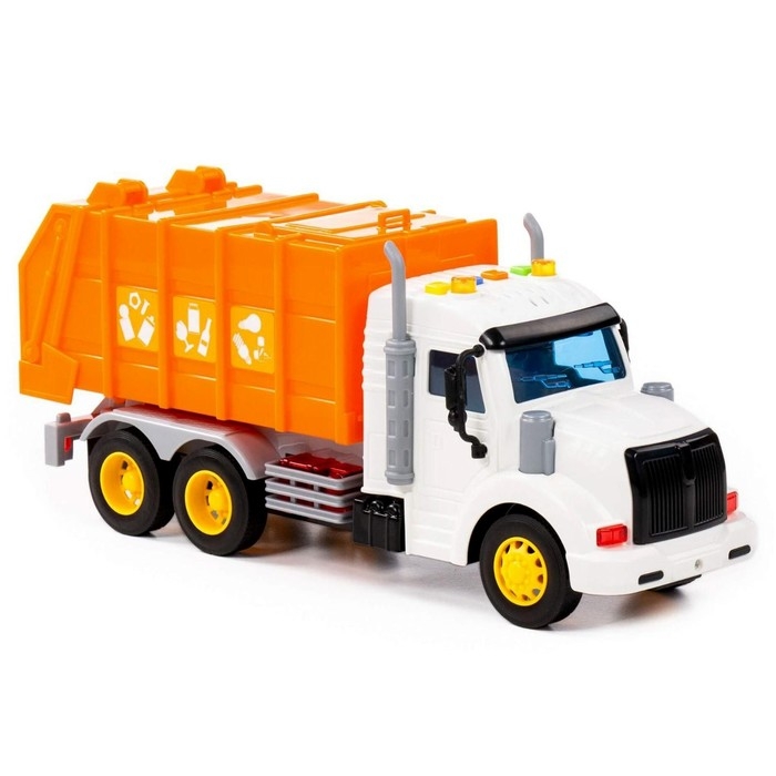 Автомобиль коммунальный &laquo;Профи&raquo; оранжевый, инерционный, со светом и звуком