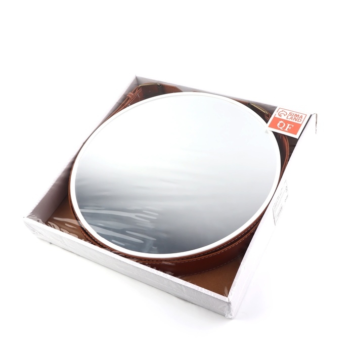 Зеркало настенное круглое &laquo;Антураж&raquo; d зеркальной поверхности 28 см, с ремешком из искусственной кожи, цвет МИКС