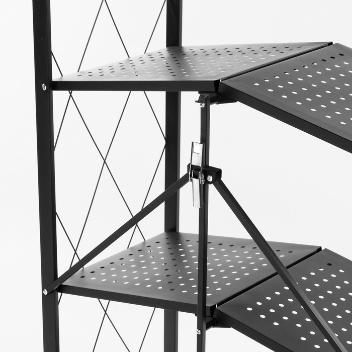 Стеллаж складной на колесах, 5 полок, 72×36×162,5см, цвет чёрный матовый Стеллаж складной на колесах, 5 полок, 72×36×162,5см, цвет чёрный матовый