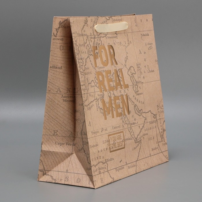 Пакет подарочный крафтовый квадратный, упаковка, &laquo;Весь мир твой&raquo;, 30 х 30 х 12 см