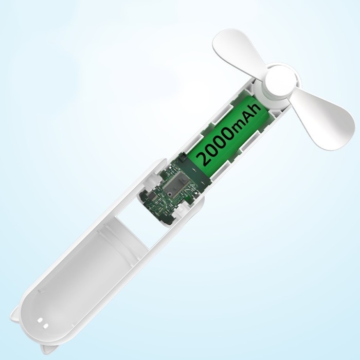 Портативный вентилятор FS08, функция Power bank 1200 мАч, 2 режима, USB, складной, белый