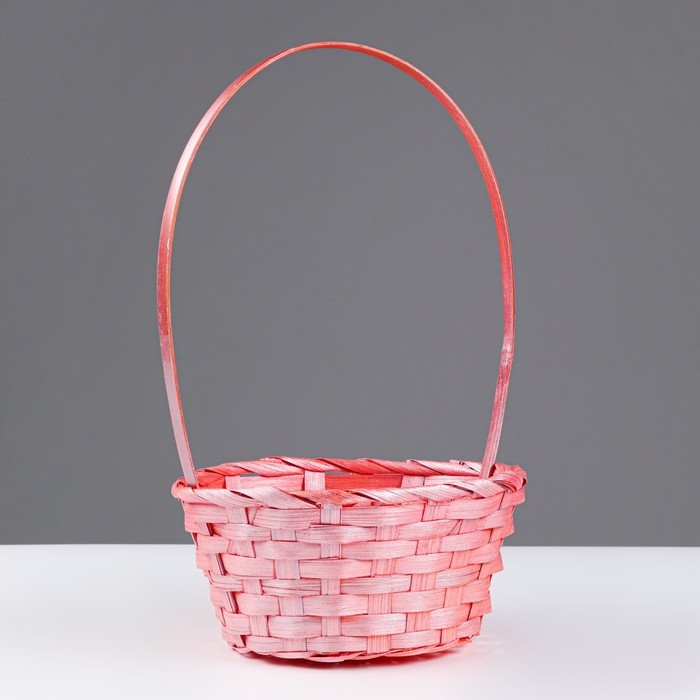 Корзина плетеная 19х19/32 см, коралловый, бамбук Корзина плетеная 19х19/32 см, коралловый, бамбук
