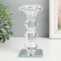 Подсвечник стекло на 1 свечу "Бефана с 3 подъемами" прозрачный d=2,2 и 3,5 см 6х6х14 см