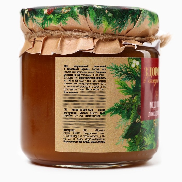 Новый год! Мёд и ложка &laquo;Здоровья в каждой ложке&raquo;, 240 гр